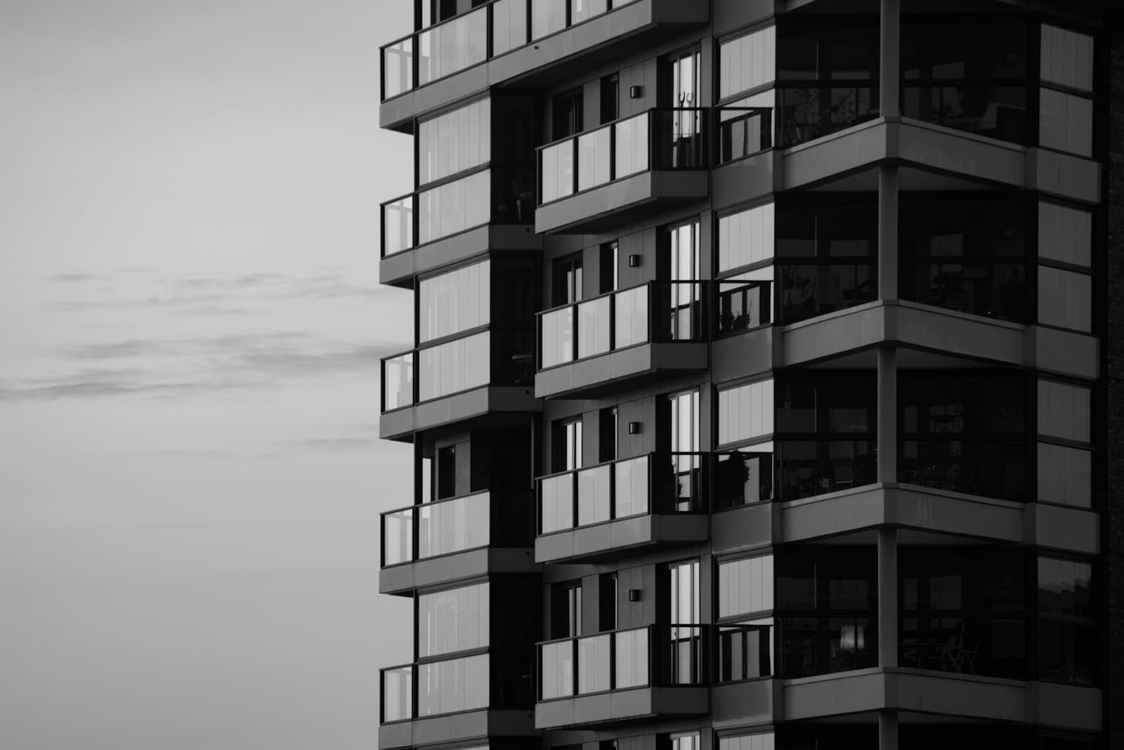 A modern apartment building with balconies