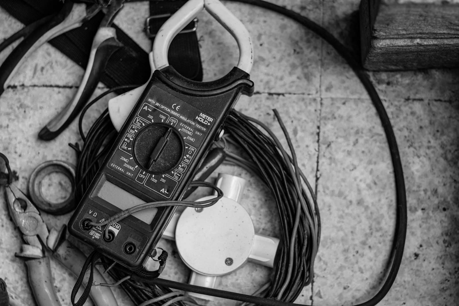 A clamp meter and electrical tools